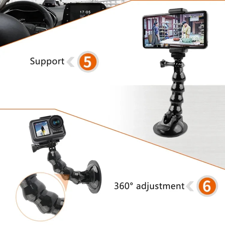 吸盤式夾鉗支架，適用於 GoPro、Insta360、DJI 及其他運動相機，夾鉗支架
