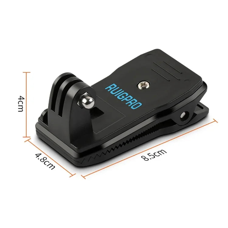 RUIGPRO 360 度旋轉背包 Rec-Mounts 夾式夾具支架，附螺絲，適用 GoPro、Insta360、DJI 及其他運動相機，360 度旋轉夾