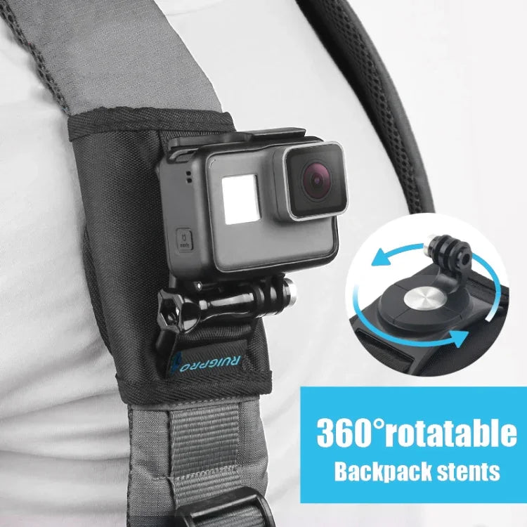 RUIGPRO 魔鬼氈背包 Rec-Mounts 夾式夾具支架，附螺絲，適用 GoPro、Insta360、DJI 及其他運動相機，魔鬼氈夾