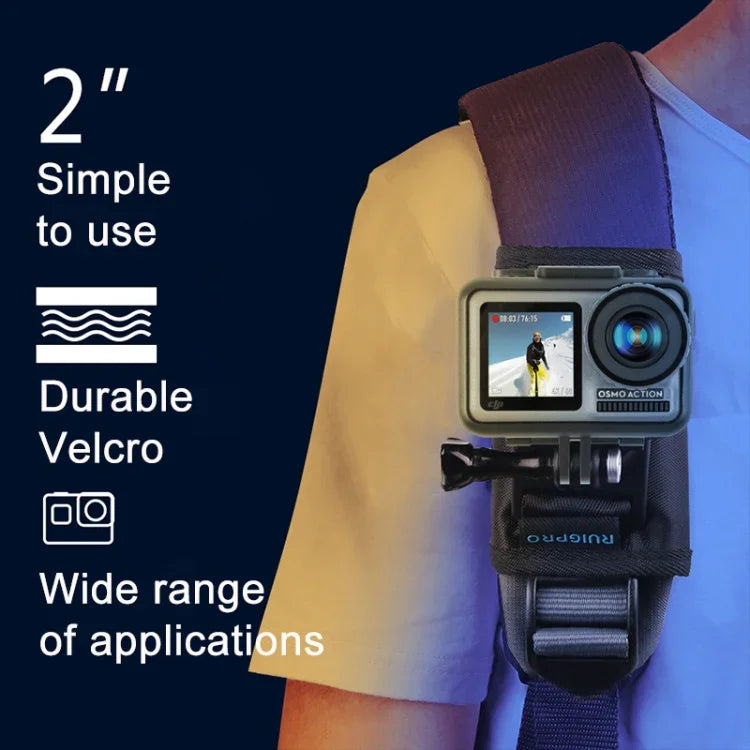 RUIGPRO 魔鬼氈背包 Rec-Mounts 夾式夾具支架，附螺絲，適用 GoPro、Insta360、DJI 及其他運動相機，魔鬼氈夾