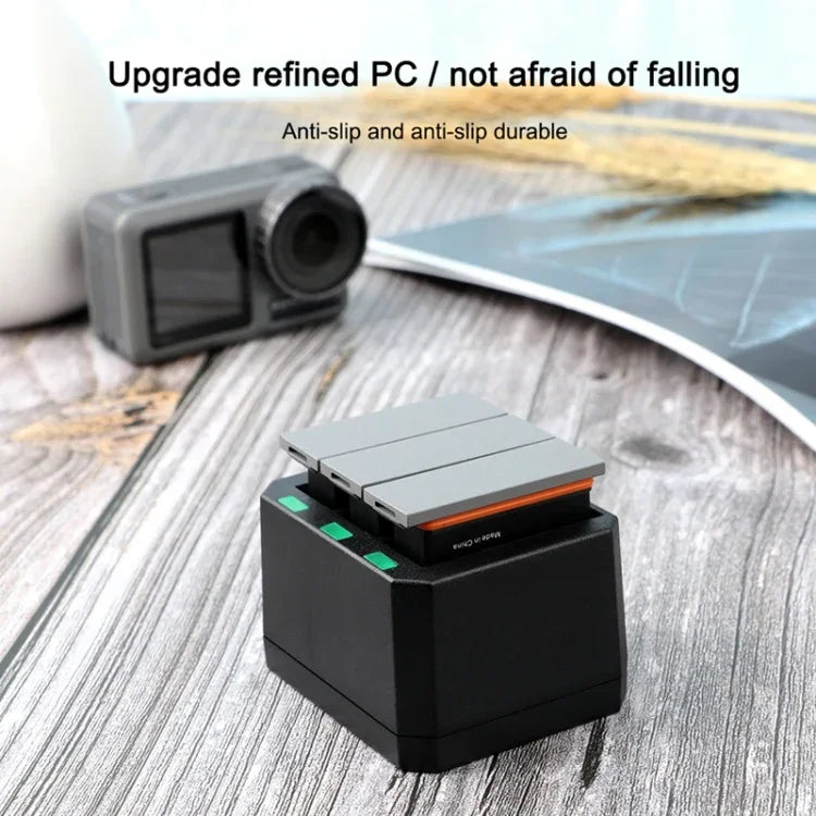 USB 三槽電池充電器，帶 LED 指示燈，適用 DJI OSMO Action，充電器