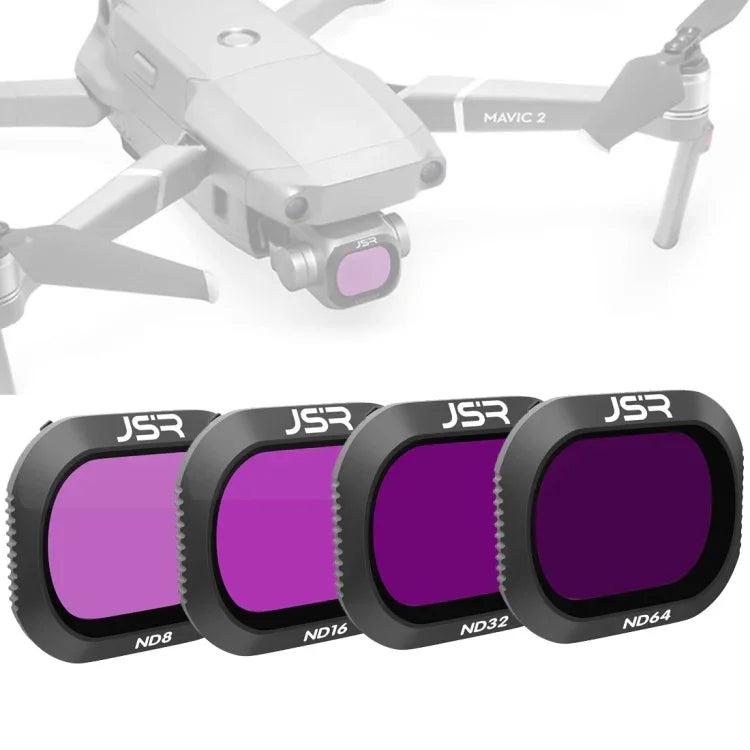 JSR 無人機 4 合 1 ND8+ND16+ND32+ND64 鏡頭濾鏡 適用於 DJI MAVIC 2 Pro, ND8+ND16+ND32+ND64