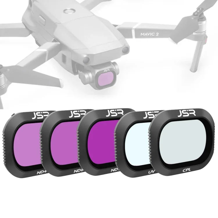 JSR 無人機 5 合 1 UV+CPL+ND4+ND8+ND16 鏡頭濾鏡 適用於 DJI MAVIC 2 Pro, UV+CPL+ND4+ND8+ND16