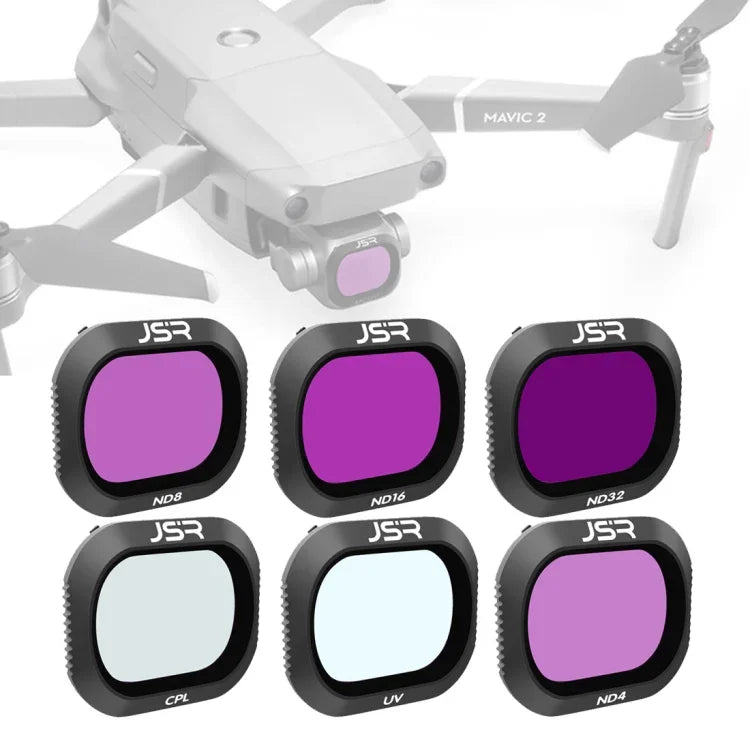 JSR 無人機 6 合 1 UV+CPL+ND4+ND8+ND16+ND32 鏡頭濾鏡 適用於 DJI MAVIC 2 Pro, UV+CPL+ND4+ND8+ND16+ND32