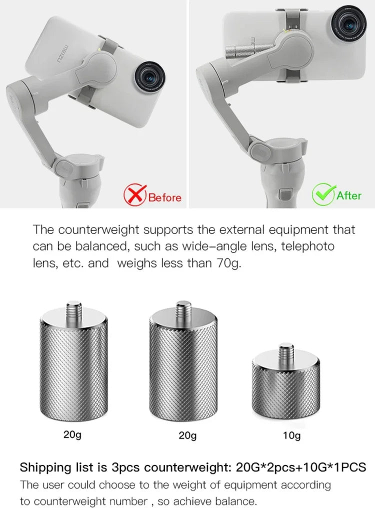 STARTRC 調整平衡配重防震 50g 配重 適用於 DJI OM4 / OSMO Mobile 3 穩定器