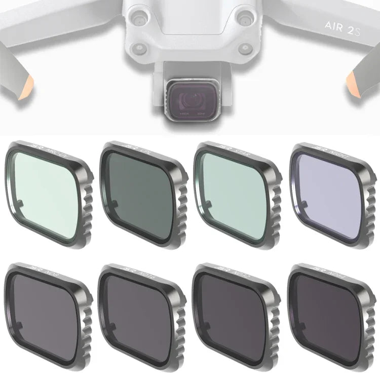JSR KS 8 合 1 UV + CPL + ND8 + ND16 + ND32 + ND64 + STAR + NIGHT 鏡頭濾鏡 適用於 DJI Air 2S，鋁框，UV + CPL + ND8 + ND16 + ND32 + ND64 + STAR + NIGHT