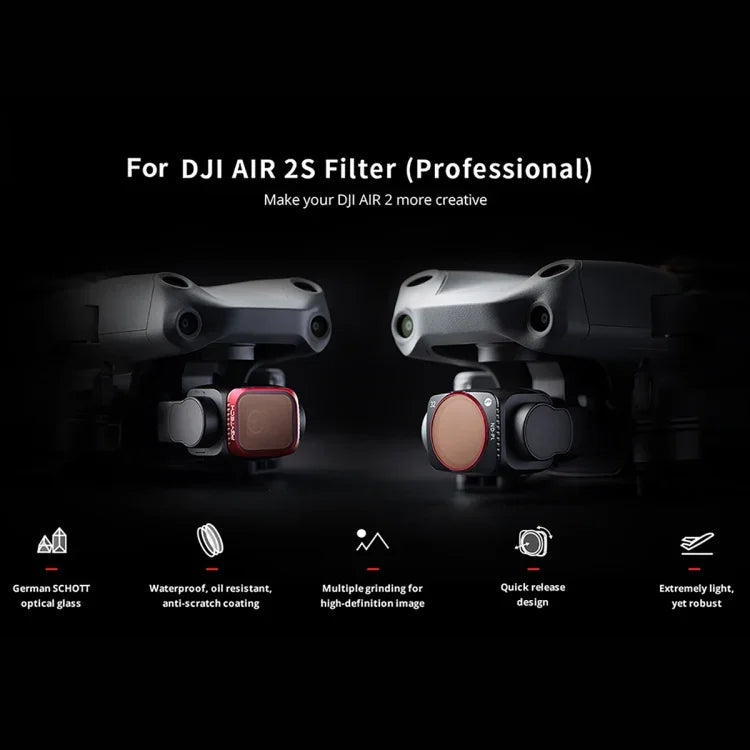 PGYTECH P-16B-0658 可變 VND (6-9 檔) 鏡頭濾鏡 適用於 DJI Air 2S，VND (6-9 檔) 濾鏡