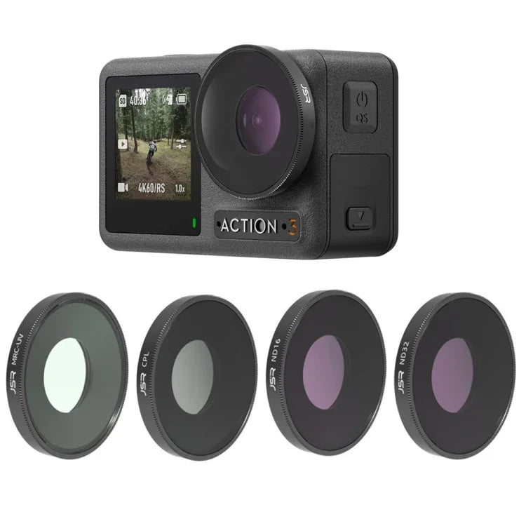 JSR 4合1 UV CPL ND16 ND32 鏡頭濾鏡 適用 DJI Osmo Action 3, 4合1