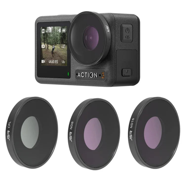 JSR 3合1 CPL ND8 ND16 鏡頭濾鏡，適用 DJI Osmo Action 3，3合1