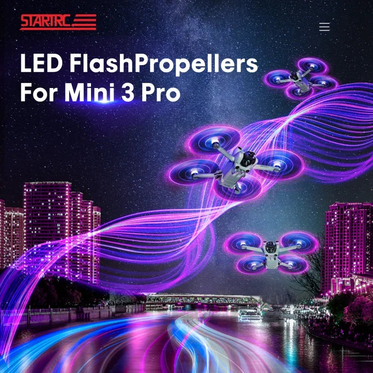 DJI Mini 4 Pro / Mavic Mini 3 Pro STARTRC 2對彩色 LED 閃光燈低噪音螺旋槳，適用 DJI Mavic Mini 3 Pro