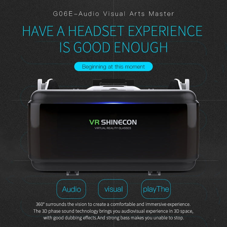 VR SHINECON G06E 虛擬實境 3D 影片眼鏡，適用於 4.7 吋 - 6.1 吋智慧型手機，附耳機，G06E