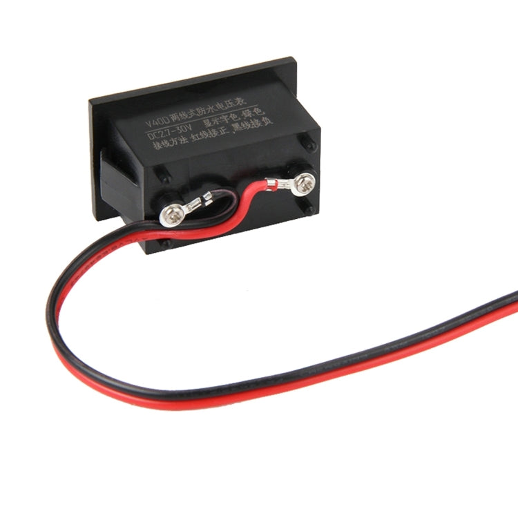 V40D 2 線紅光顯示迷你防水 IPX4 數位電壓表，測量電壓：直流 2.5-30V，DT0002G、DT0002L、DT0002R