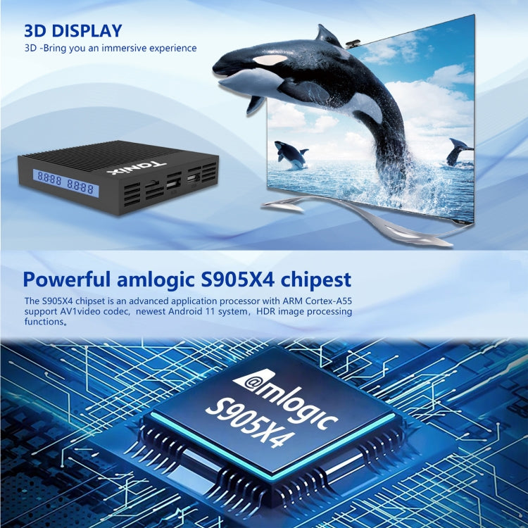 Tanix X4 Android 11 智能電視盒，Amlogic S905X4 四核，4GB+64GB，雙頻 WiFi，藍牙，4GB+64GB