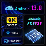 H96 Max 8K 超高清智能電視盒 Android 13.0 媒體播放器，RK3528 四核，4GB+64GB，4GB+64GB