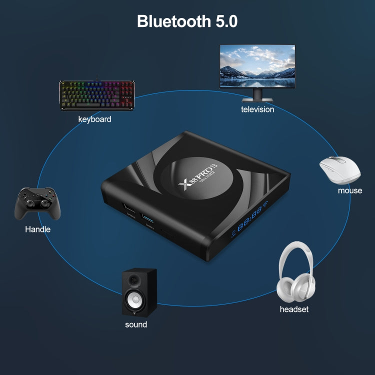 X88 Pro 13 安卓 13.0 智能電視盒，附遙控器，RK3528 四核心，4G+32GB，4G+32GB