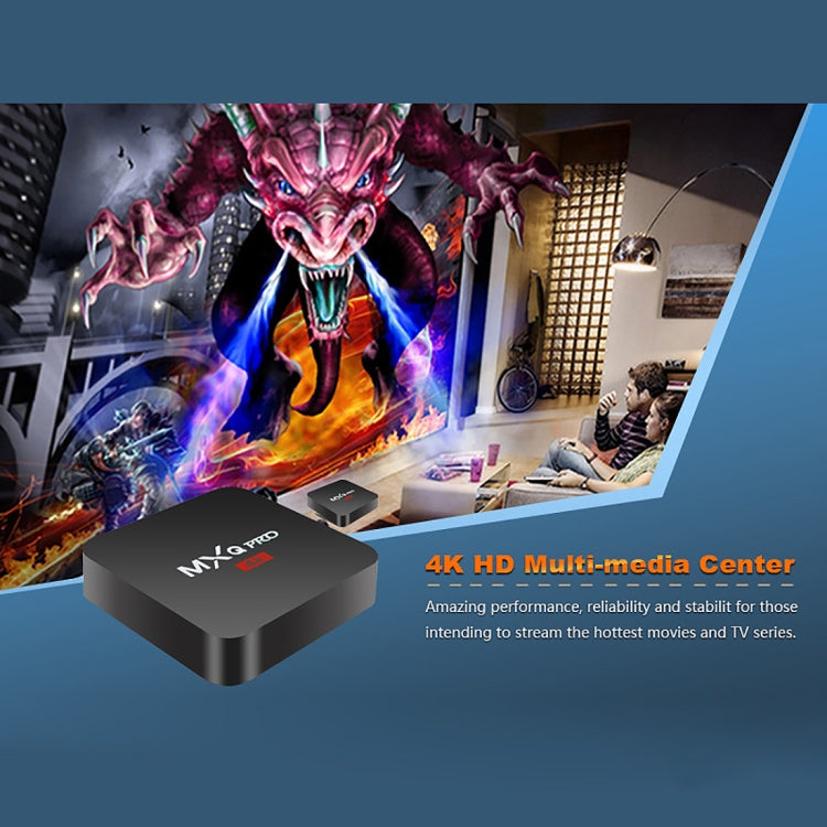 MXQ PROi 1080P 4K HD 智能電視盒，附遙控器，Android 7.1 S905W 四核 Cortex-A53，最高 2GHz，RAM：2GB，ROM：16GB，支援 WiFi，英規插頭，2GB+16GB，英規插頭