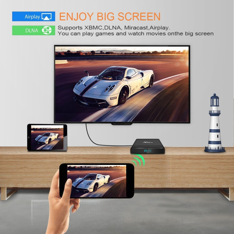 X96 Air 8K 智能電視盒 Android 9.0 媒體播放器，附遙控器，四核 Amlogic S905X3，RAM：4GB，ROM：32GB，雙頻 WiFi，藍牙，澳洲插頭，4GB+32GB