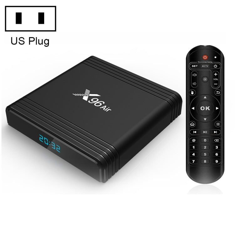 X96 Air 8K 智能電視盒 Android 9.0 媒體播放器，附遙控器，四核 Amlogic S905X3，RAM：4GB，ROM：64GB，雙頻 WiFi，藍牙，澳洲插頭，4GB+64GB