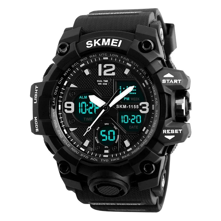 SKMEI 1155B 多功能男士戶外運動夜光防水大錶盤手錶
