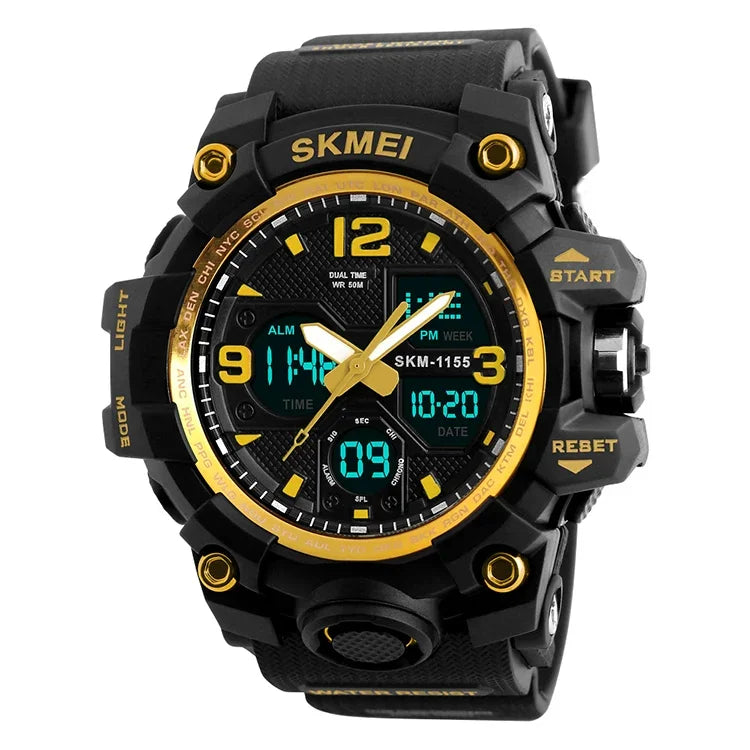 SKMEI 1155B 多功能男士戶外運動夜光防水大錶盤手錶
