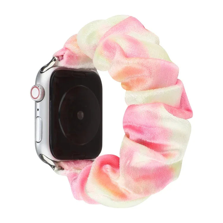法蘭絨髮圈替換錶帶，適用 Apple Watch Ultra 49mm / Series 8&7 45mm / SE 2&6&SE&5&4 44mm / 3&2&1 42mm，適用 Apple Watch Series 7 45mm / 6 & SE & 5 & 4 44mm / 3 & 2 & 1 42mm