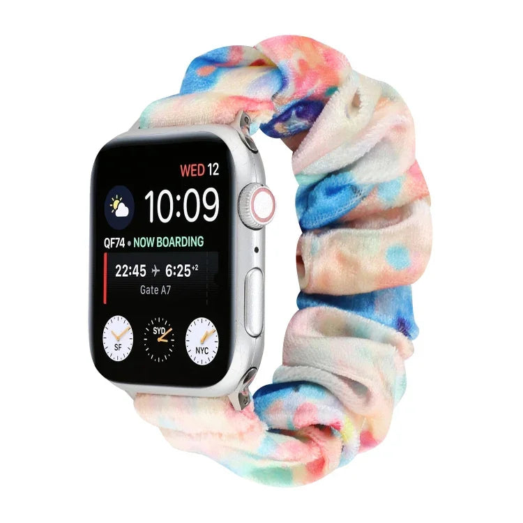 法蘭絨髮圈替換錶帶，適用 Apple Watch Ultra 49mm / Series 8&7 45mm / SE 2&6&SE&5&4 44mm / 3&2&1 42mm，適用 Apple Watch Series 7 45mm / 6 & SE & 5 & 4 44mm / 3 & 2 & 1 42mm