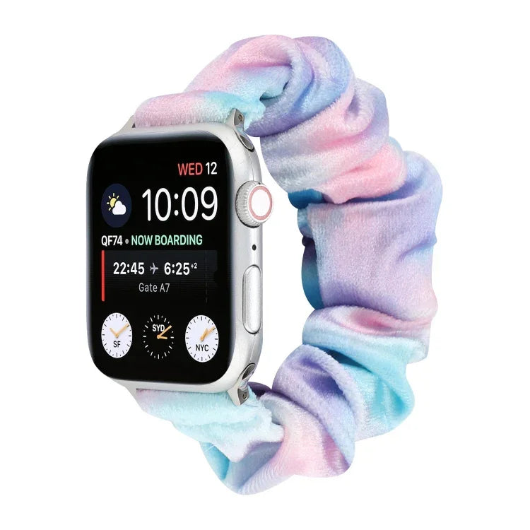 法蘭絨髮圈替換錶帶，適用 Apple Watch Ultra 49mm / Series 8&7 45mm / SE 2&6&SE&5&4 44mm / 3&2&1 42mm，適用 Apple Watch Series 7 45mm / 6 & SE & 5 & 4 44mm / 3 & 2 & 1 42mm
