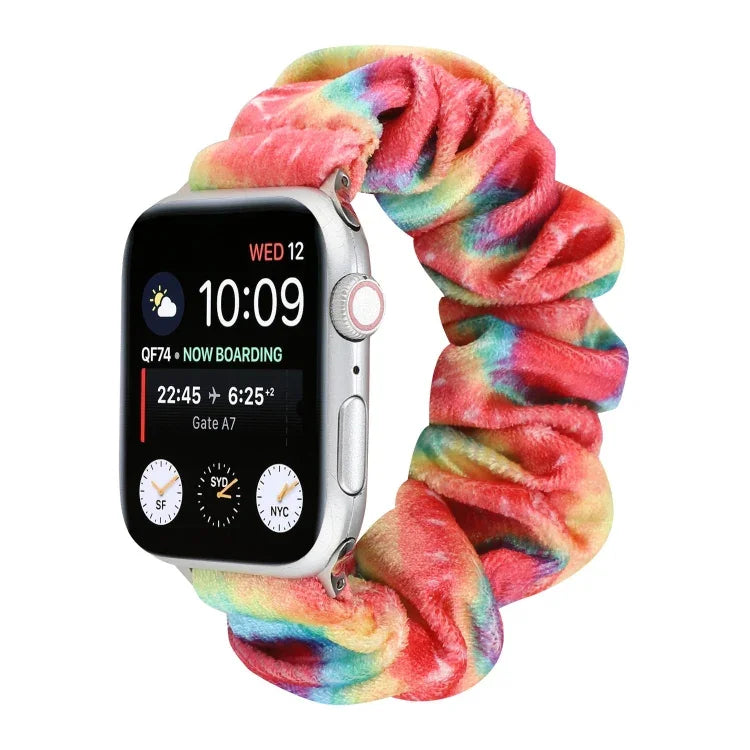 法蘭絨髮圈替換錶帶，適用 Apple Watch Ultra 49mm / Series 8&7 45mm / SE 2&6&SE&5&4 44mm / 3&2&1 42mm，適用 Apple Watch Series 7 45mm / 6 & SE & 5 & 4 44mm / 3 & 2 & 1 42mm