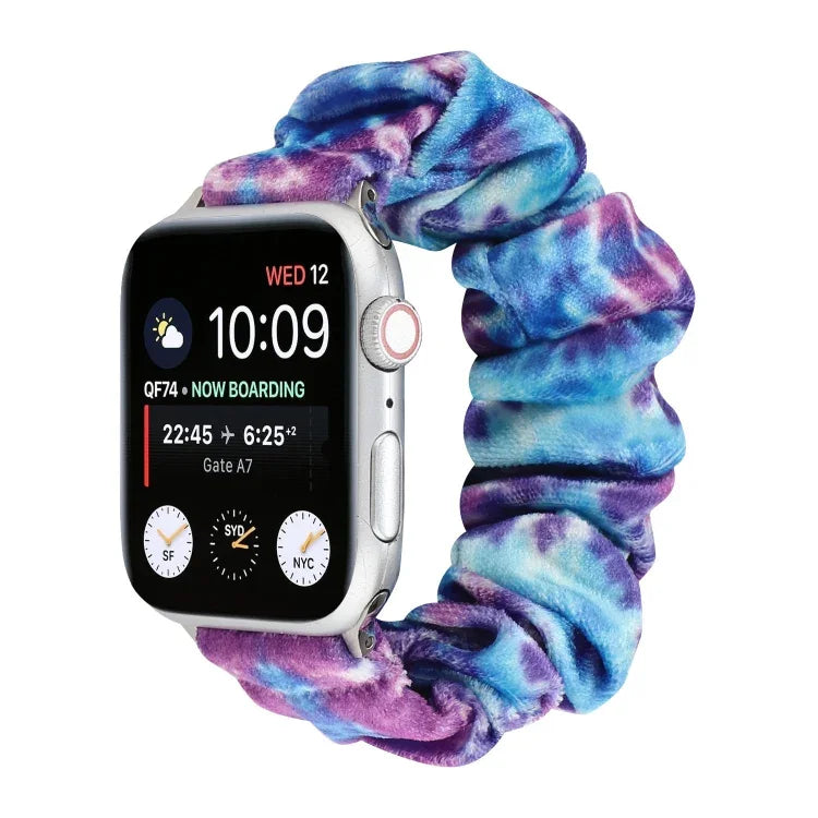 法蘭絨髮圈替換錶帶，適用 Apple Watch Ultra 49mm / Series 8&7 45mm / SE 2&6&SE&5&4 44mm / 3&2&1 42mm，適用 Apple Watch Series 7 45mm / 6 & SE & 5 & 4 44mm / 3 & 2 & 1 42mm