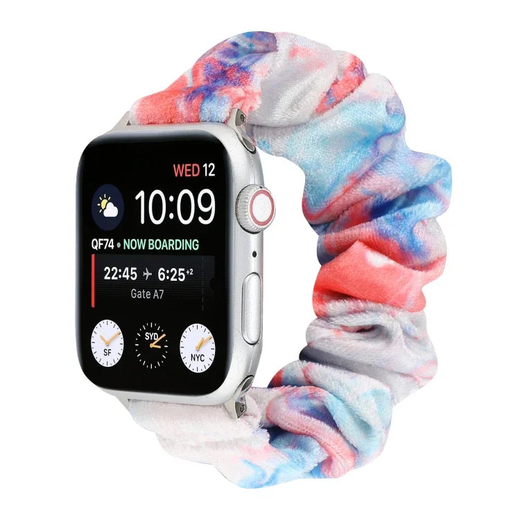 法蘭絨髮圈替換錶帶，適用 Apple Watch Ultra 49mm / Series 8&7 45mm / SE 2&6&SE&5&4 44mm / 3&2&1 42mm，適用 Apple Watch Series 7 45mm / 6 & SE & 5 & 4 44mm / 3 & 2 & 1 42mm