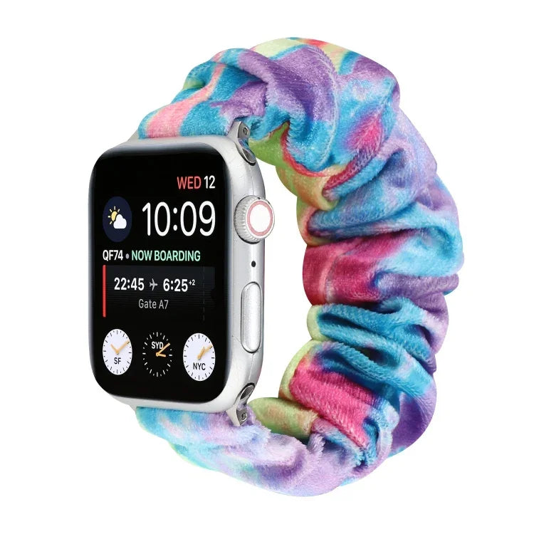 法蘭絨髮圈替換錶帶，適用 Apple Watch Ultra 49mm / Series 8&7 45mm / SE 2&6&SE&5&4 44mm / 3&2&1 42mm，適用 Apple Watch Series 7 45mm / 6 & SE & 5 & 4 44mm / 3 & 2 & 1 42mm