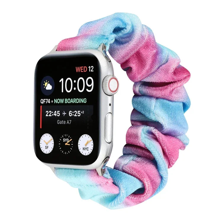 法蘭絨髮圈替換錶帶，適用 Apple Watch Ultra 49mm / Series 8&7 45mm / SE 2&6&SE&5&4 44mm / 3&2&1 42mm，適用 Apple Watch Series 7 45mm / 6 & SE & 5 & 4 44mm / 3 & 2 & 1 42mm