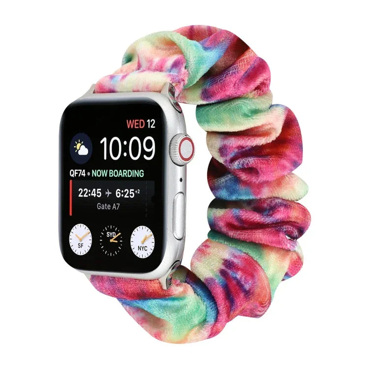 法蘭絨髮圈替換錶帶，適用 Apple Watch Ultra 49mm / Series 8&7 45mm / SE 2&6&SE&5&4 44mm / 3&2&1 42mm，適用 Apple Watch Series 7 45mm / 6 & SE & 5 & 4 44mm / 3 & 2 & 1 42mm