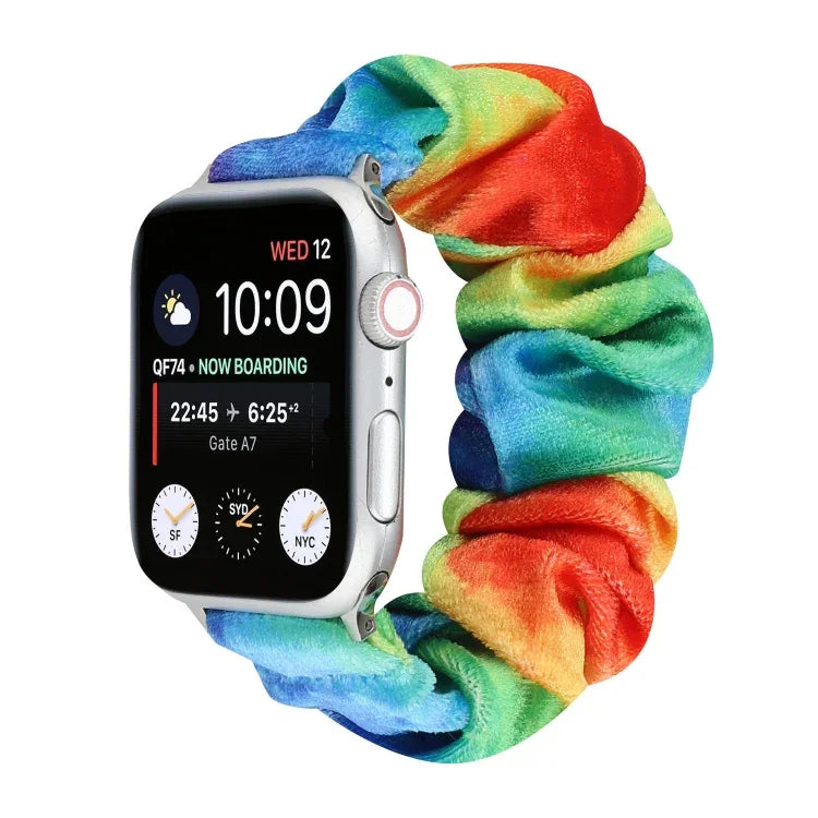 法蘭絨髮圈替換錶帶，適用 Apple Watch Ultra 49mm / Series 8&7 45mm / SE 2&6&SE&5&4 44mm / 3&2&1 42mm，適用 Apple Watch Series 7 45mm / 6 & SE & 5 & 4 44mm / 3 & 2 & 1 42mm