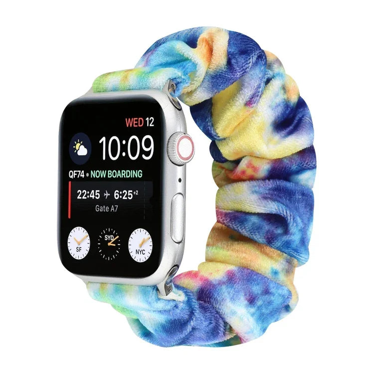 法蘭絨髮圈替換錶帶，適用 Apple Watch Ultra 49mm / Series 8&7 45mm / SE 2&6&SE&5&4 44mm / 3&2&1 42mm，適用 Apple Watch Series 7 45mm / 6 & SE & 5 & 4 44mm / 3 & 2 & 1 42mm