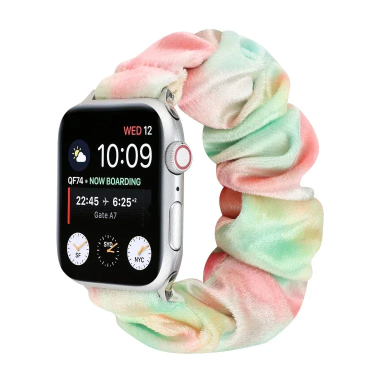 法蘭絨髮圈替換錶帶，適用 Apple Watch Ultra 49mm / Series 8&7 45mm / SE 2&6&SE&5&4 44mm / 3&2&1 42mm，適用 Apple Watch Series 7 45mm / 6 & SE & 5 & 4 44mm / 3 & 2 & 1 42mm