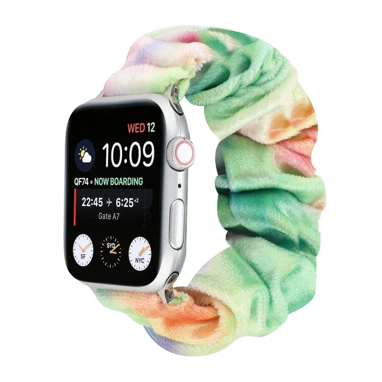 法蘭絨髮圈替換錶帶，適用 Apple Watch Ultra 49mm / Series 8&7 45mm / SE 2&6&SE&5&4 44mm / 3&2&1 42mm，適用 Apple Watch Series 7 45mm / 6 & SE & 5 & 4 44mm / 3 & 2 & 1 42mm
