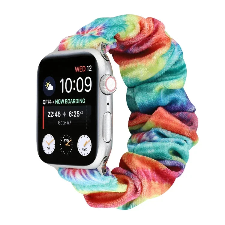 法蘭絨髮圈替換錶帶，適用 Apple Watch Ultra 49mm / Series 8&7 45mm / SE 2&6&SE&5&4 44mm / 3&2&1 42mm，適用 Apple Watch Series 7 45mm / 6 & SE & 5 & 4 44mm / 3 & 2 & 1 42mm