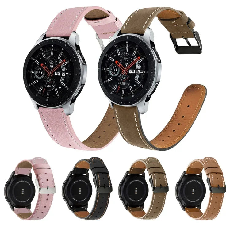 適用於 Samsung Galaxy Watch Active / Active 2 40mm / Active 2 44mm 圓尾真皮替換錶帶，適用於 Samsung Galaxy Watch Active