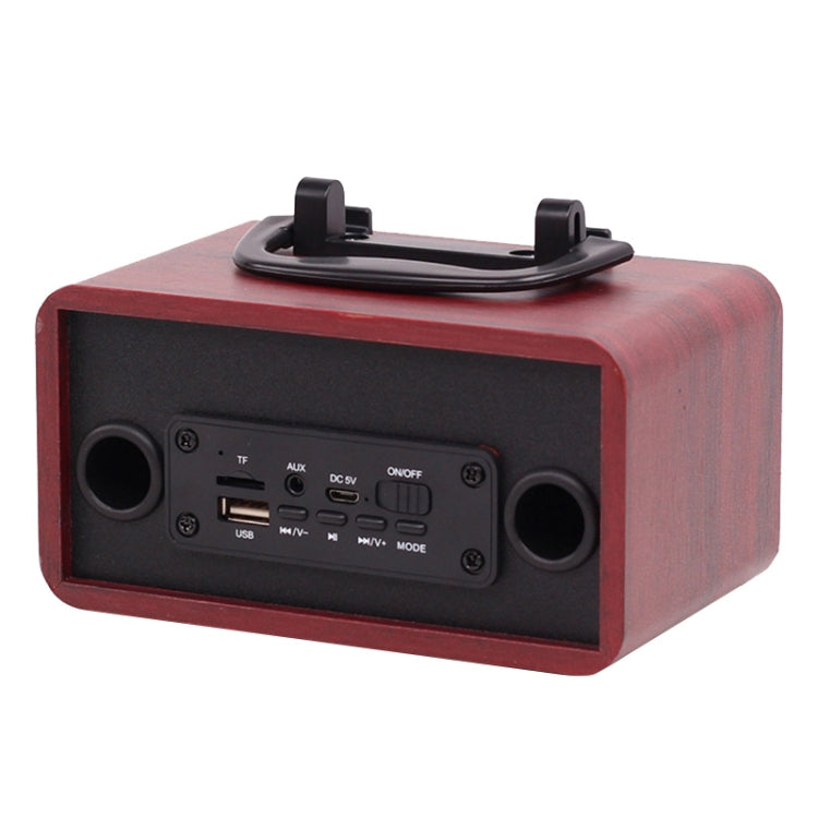 FT-4002 木質無線藍牙便攜復古重低音喇叭，支援 TF 卡及 USB MP3 播放，黑木紋、黃木紋、紅木紋