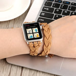 手工編織皮革錶帶，適用於 Apple Watch Series 6 & SE & 5 & 4 44mm / 3 & 2 & 1 42mm，Apple Watch Ultra 49mm / Series 8&7 45mm / SE 2&6&SE&5&4 44mm / 3&2&1 42mm，Apple Watch Series 7 45mm / 6 & SE & 5 & 4 44mm / 3 & 2 & 1 42mm