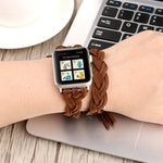 手工編織皮革錶帶，適用於 Apple Watch Series 6 & SE & 5 & 4 44mm / 3 & 2 & 1 42mm，Apple Watch Ultra 49mm / Series 8&7 45mm / SE 2&6&SE&5&4 44mm / 3&2&1 42mm，Apple Watch Series 7 45mm / 6 & SE & 5 & 4 44mm / 3 & 2 & 1 42mm