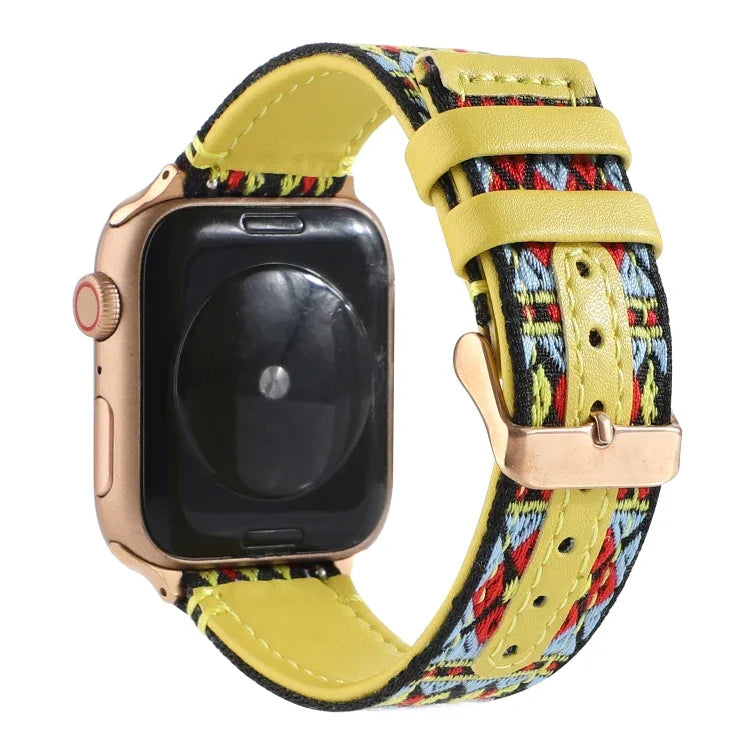 民族風皮革錶帶，適用於 Apple Watch Series 6 & SE & 5 & 4 44mm / 3 & 2 & 1 42mm，Apple Watch Series 7 45mm / 6 & SE & 5 & 4 44mm / 3 & 2 & 1 42mm