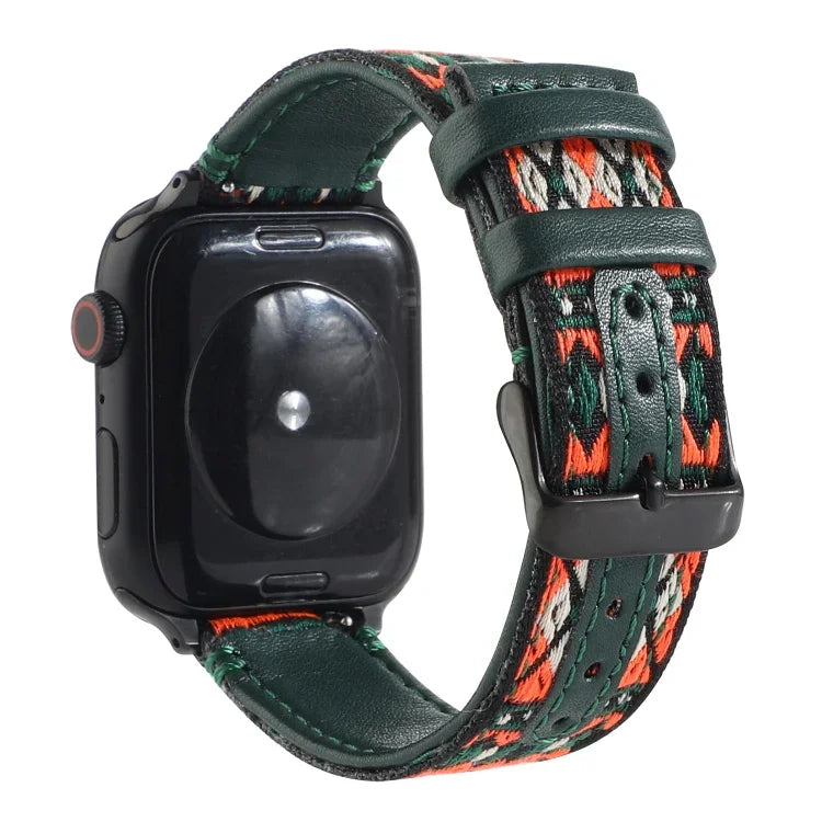 Ethnic Leather Watchband For Apple Watch Series 6 & SE & 5 & 4 44mm / 3 & 2 & 1 42mm, For Apple Watch Series 7 45mm / 6 & SE & 5 & 4 44mm / 3 & 2 & 1 42mm