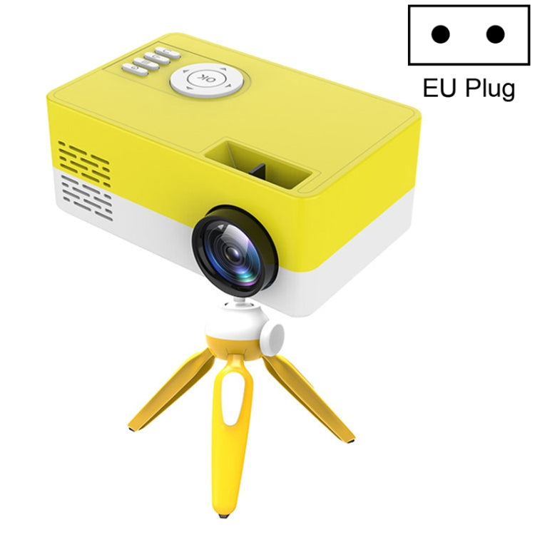 J15 1920 x 1080P 高清家用迷你 LED 投影機帶三腳架支架，支持 AV / HDMI x 1 / USB x1 / TF x 1，歐規插頭，美規插頭，英規插頭，澳規插頭