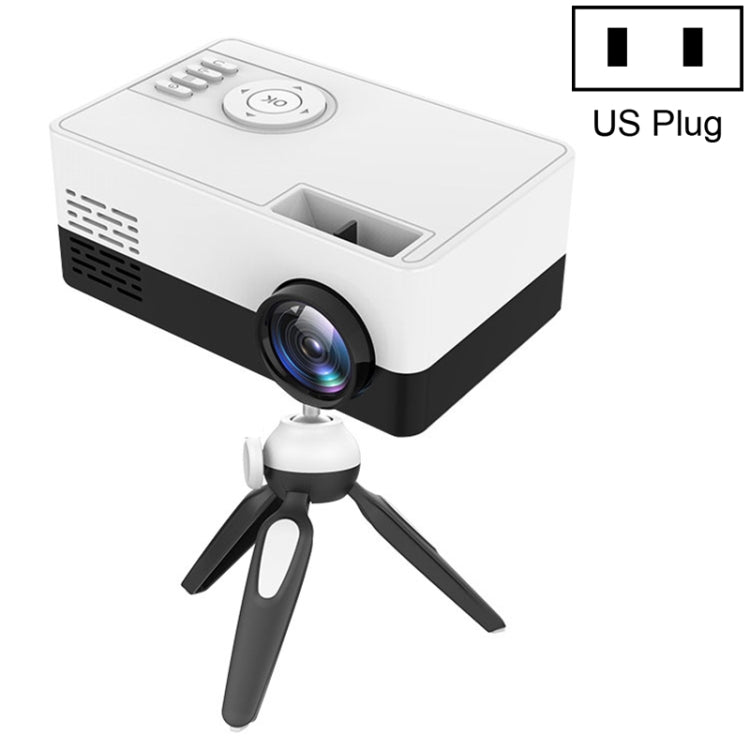 J15 1920 x 1080P 高清家用迷你 LED 投影機帶三腳架支架，支持 AV / HDMI x 1 / USB x1 / TF x 1，歐規插頭，美規插頭，英規插頭，澳規插頭