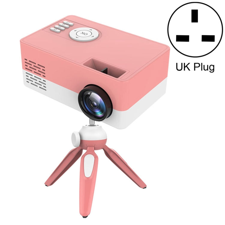 J15 1920 x 1080P 高清家用迷你 LED 投影機帶三腳架支架，支持 AV / HDMI x 1 / USB x1 / TF x 1，歐規插頭，美規插頭，英規插頭，澳規插頭