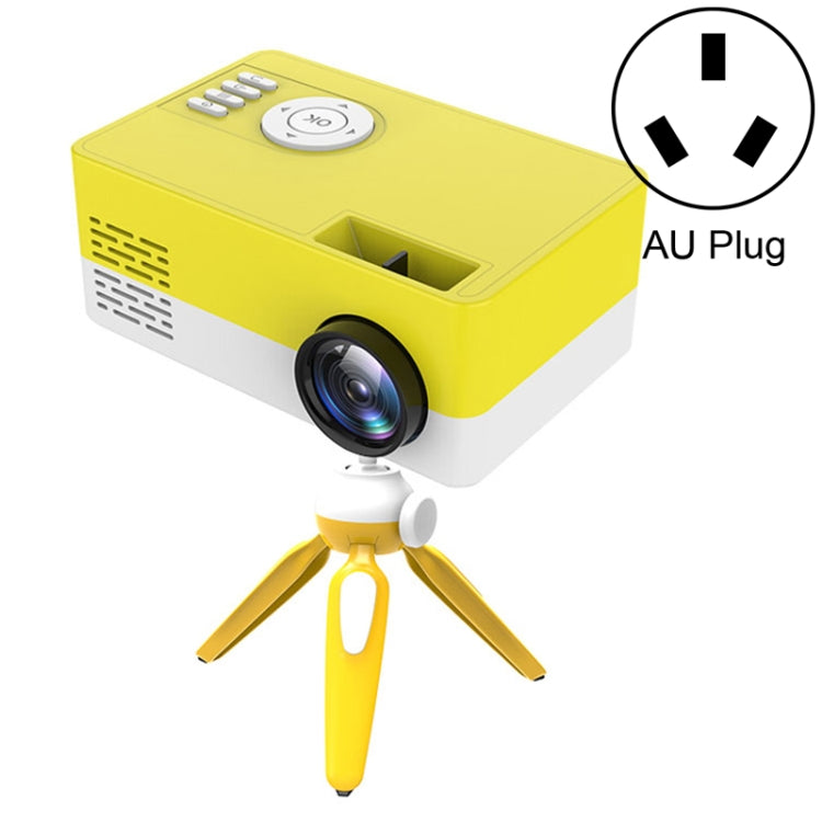 J15 1920 x 1080P 高清家用迷你 LED 投影機帶三腳架支架，支持 AV / HDMI x 1 / USB x1 / TF x 1，歐規插頭，美規插頭，英規插頭，澳規插頭