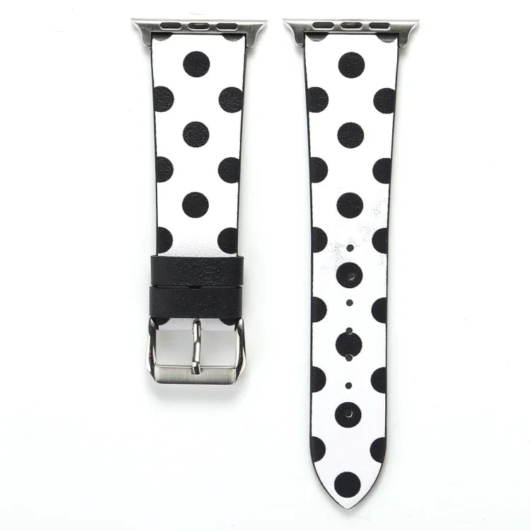 Fashion Wave Dot Series Leather Replacement Watchbands For Apple Watch Series 6 & SE & 5 & 4 40mm / 3 & 2 & 1 38mm, For Apple Watch Series 8&7 41mm / SE 2&6&SE&5&4 40mm / 3&2&1 38mm