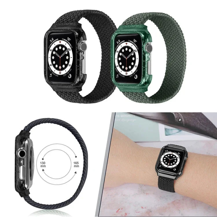 編織替換腕帶錶帶附框架，適用於 Apple Watch Series 6 & SE & 5 & 4 44mm / 3 & 2 & 1 42mm，128mm、135mm、140mm、145mm、150mm、155mm、160mm、165mm